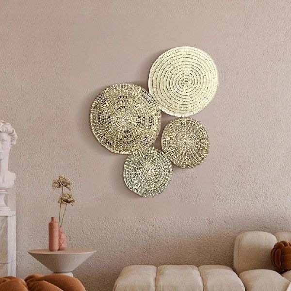 速发Wall Basket Decor Seagrass Wall Baskets Decor Boho Flat - 图2