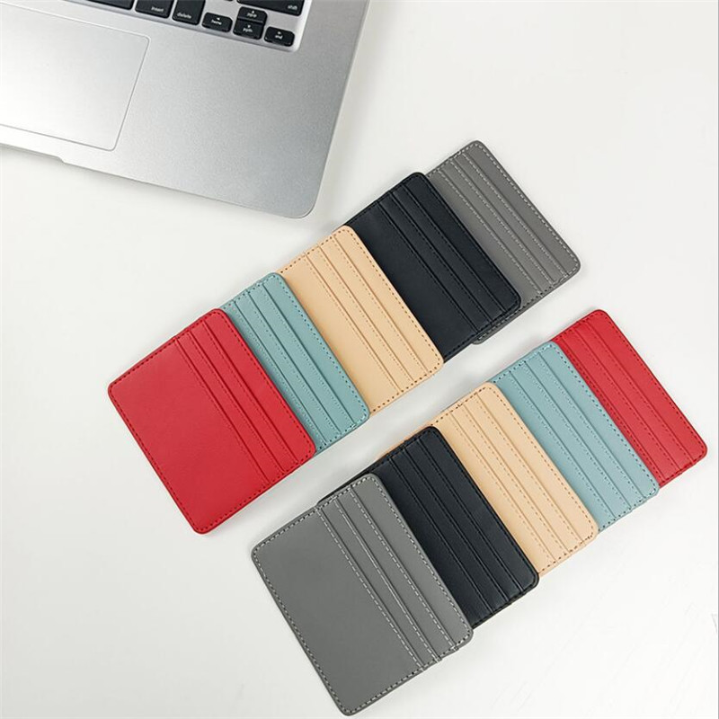 c PudLeatheo ID Card Holder Candy Crlor Bank Cre iZt Card - 图0