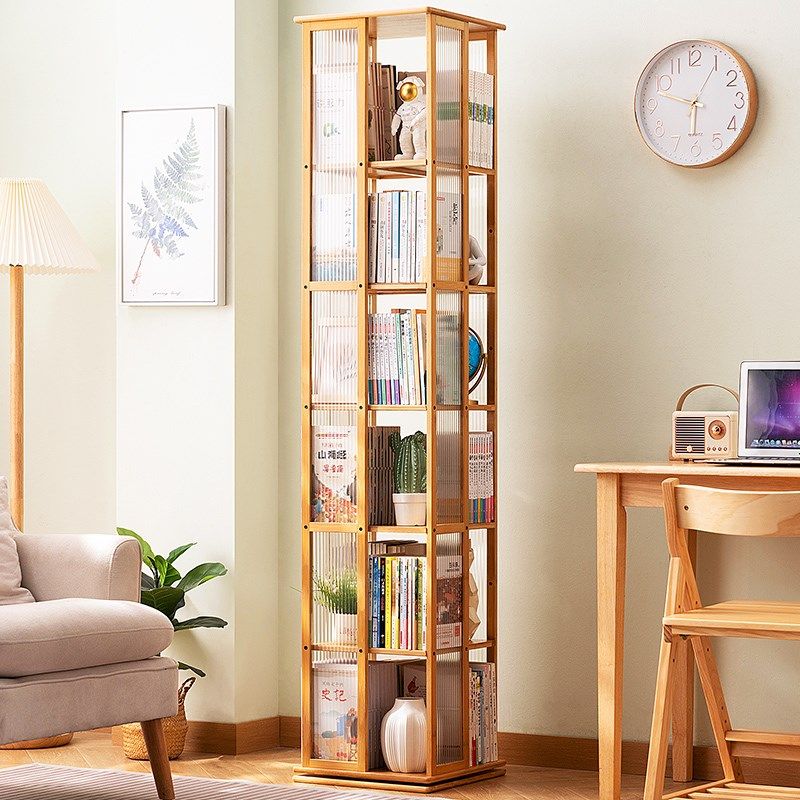 旋转书架落地置物架书柜子家用储物柜儿童客厅简易实木展示架立架,淘宝优惠券,粉丝福利购,淘宝优惠卷