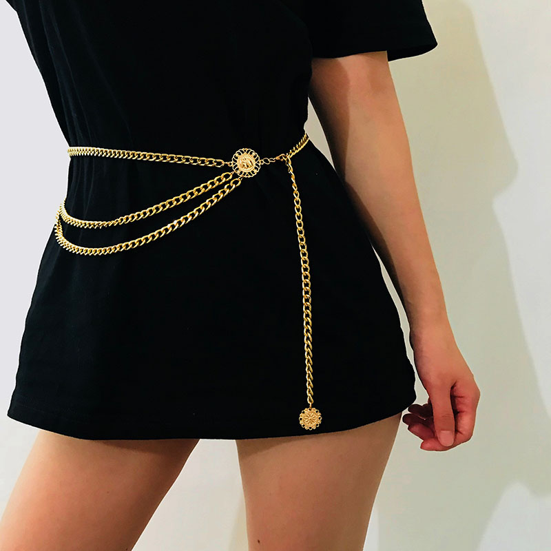 推荐Elegant Multi-layer Chain Belt For Women Fashion Gold Si-图0