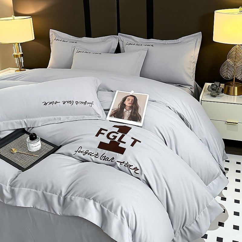 秋上新轻奢简约纯棉全棉床上四件套刺绣居家裸睡学生宿舍床三件套,淘宝优惠券,粉丝福利购,淘宝优惠卷