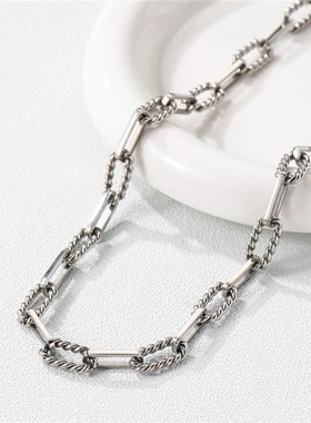欧美跨境粗链条项链2024u年新款女网红轻奢锁骨链女颈链个性毛衣