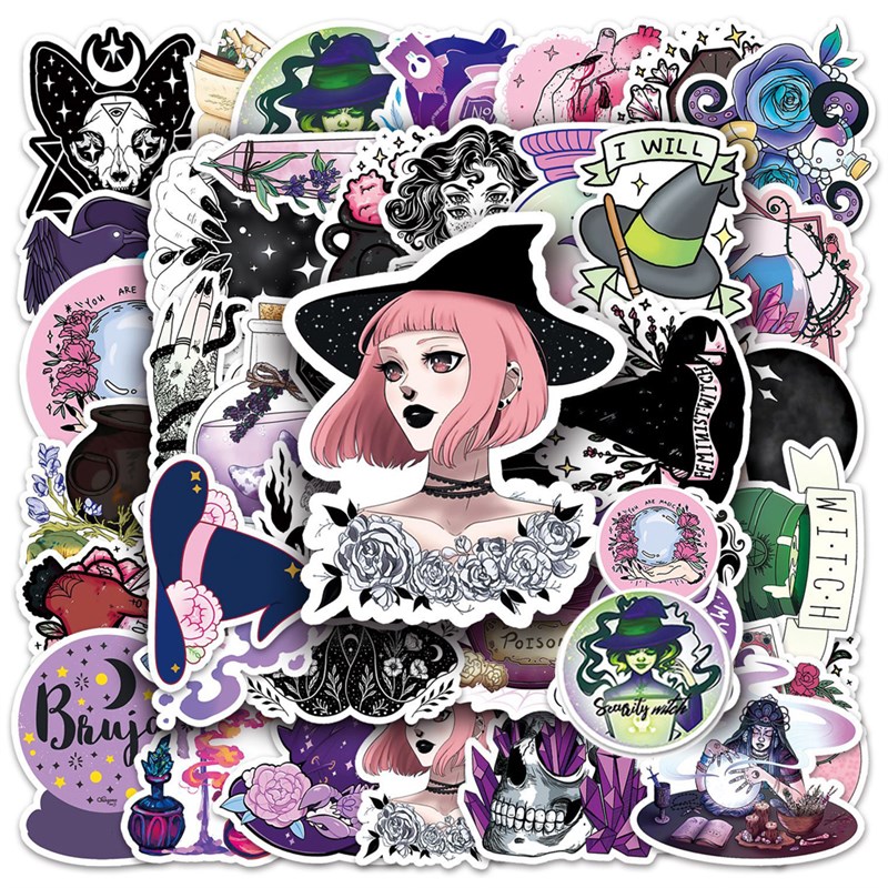 极速50PCS Horror Witch Apothecary Magic Crystal Stickers DIY - 图0