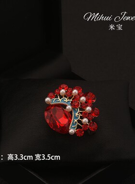 喜庆中国风红色高档刀马旦胸针y女中式旗袍晚礼服新娘新郎胸花襟