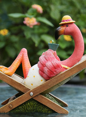 花园杂货 庭院布m置园艺装饰摆件树脂创意卡通火烈鸟摆件装饰品