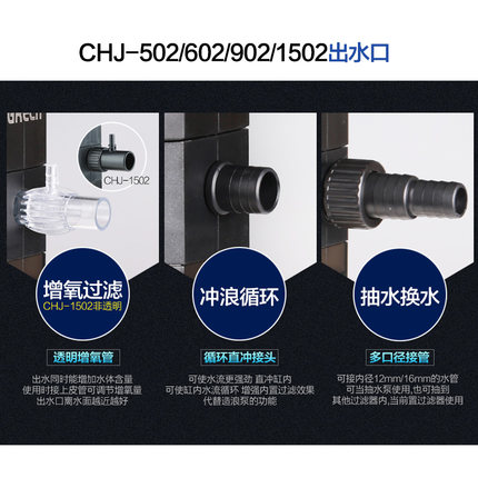 新品森森CHJ-502鱼缸内置过滤器三合一静音潜水增氧气泵鱼缸水循