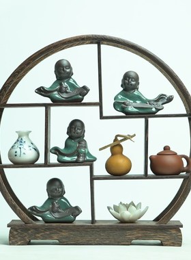 实木展示柜玄关桌博古架中式办公C室摆件客厅电视柜子家具软装饰