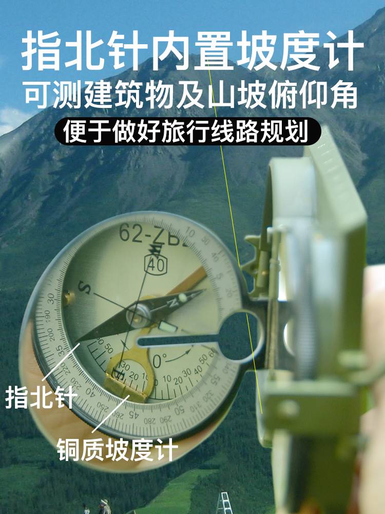 62式指南针可携式高精度专业户外车载H多功能海拔地质罗盘仪指北 - 图2