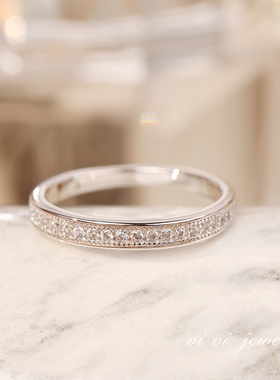 小排钻戒群镶结婚戒指锆石叠戴时尚经典百搭对戒U排戒钻闭口女戒