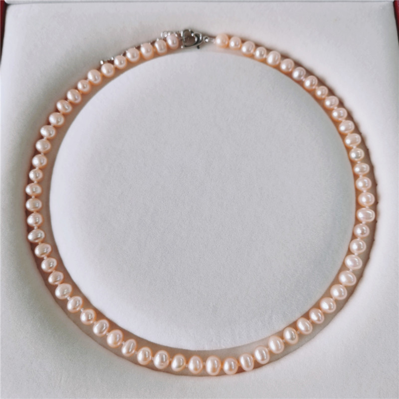 速发DAIMI Freshwater Pearl Necklace 6-7mm Natural Thread Pea