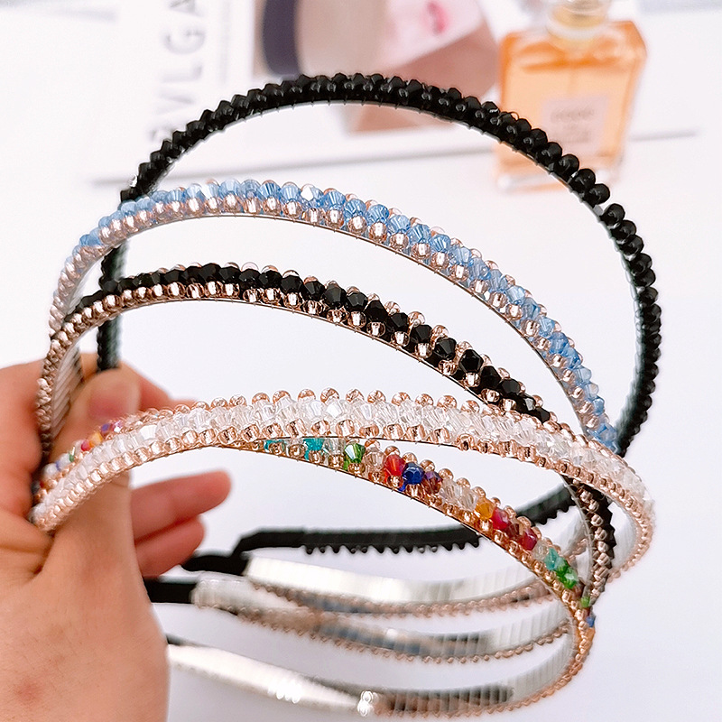 速发New classic fashion Three rows color Headband Crystal Ha - 图2