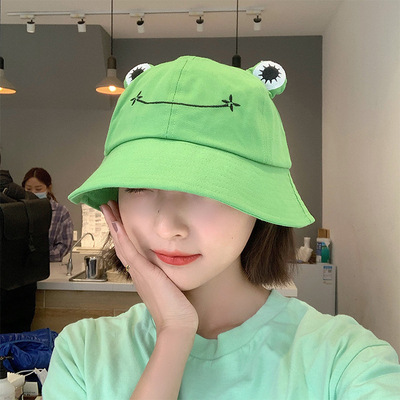 网红Fashion Frog Bucket Hat for Women Summer Autumn Plain Wo - 图0