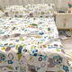 High-end pure cotton children's cartoon old coarse cloth mat thickened sheet three-piece set not pilling and not easy to wrinkle canvas kang single