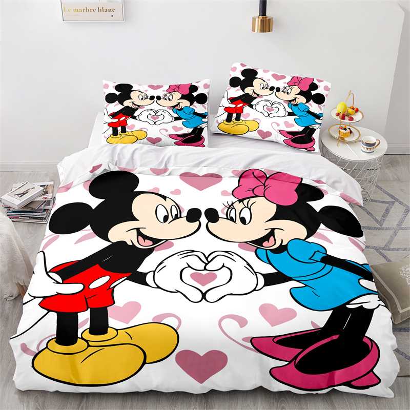 推荐Mickey Minnie Mouse Bedding Set Double Queen King Cartoo - 图1