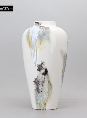 现代新中式创意手绘陶瓷花瓶样z板房间电视酒柜玄关软装饰品摆件