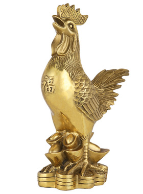 铜公鸡摆件纯铜福鸡安宅工艺品家居装饰品办公室桌面生肖金鸡摆设