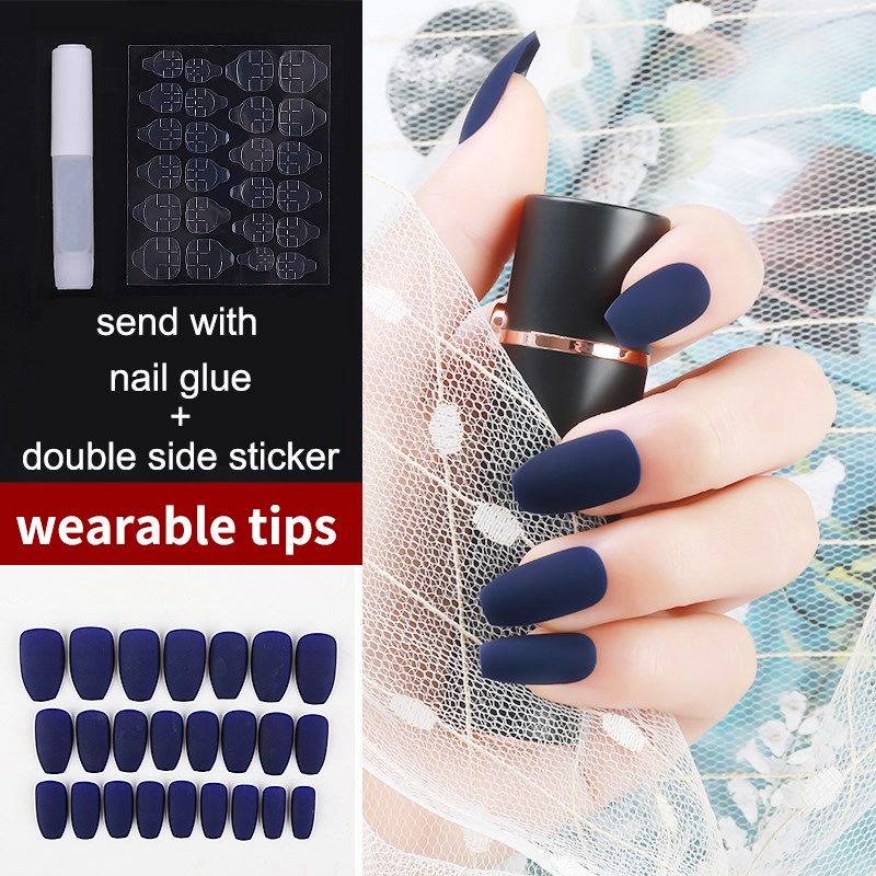 24PCS Detachable Coffin Fake Matte Tips Press On NailS for - 图2