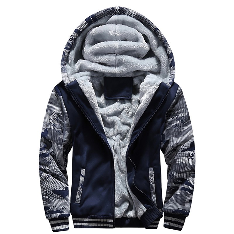 速发Winter Men's Coats Thicken Warm Jackets for Men Fleece C-图1