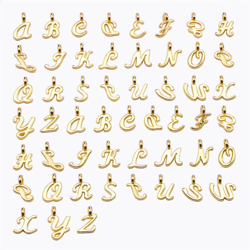 速发52pcs Mixed Ancient Letters Charms Beads Gold Color 26 L - 图1