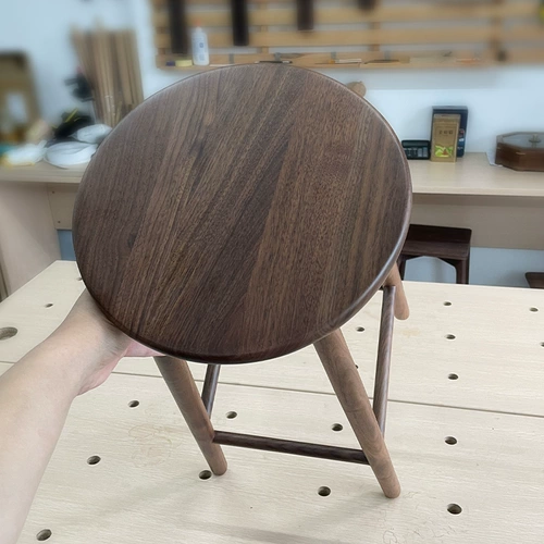 Спидфилд северный черный древесина круглый табурет с твердым деревом высокий табурет простой современный бар и стул дом ежедневно.