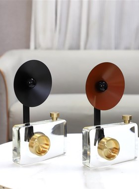 现代简约几何水晶相机模型艺术雕塑摆件客厅卧室玄关酒店家居饰品