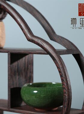 极速发货高档新款梅形g海棠壶紫砂型茶宠小博古架鸡X翅摆多宝格木