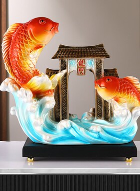 新中式年年有余双鱼摆件招财客厅电视柜玄关酒柜装饰品摆件工现货