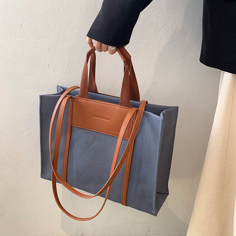 帆布包女2022年新款布袋子手提袋时尚外出大容量托特大学生上课包,淘宝优惠券,粉丝福利购,淘宝优惠卷