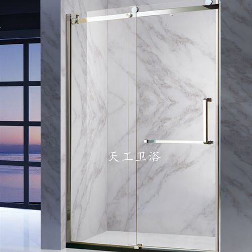 不锈钢一字型淋浴房淋浴隔断浴屏卫浴门浴室玻璃门冲凉房沐浴房 - 图0