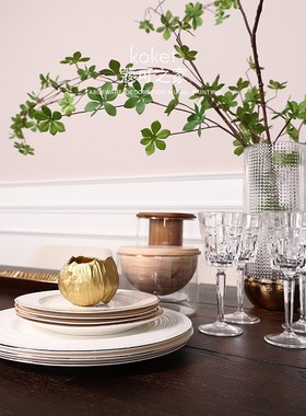 Koket蔻可 北欧轻奢风样板间玻璃花器客厅餐厅陶瓷盘桌面饰品摆件