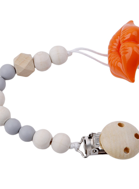 现货Baby Pacifier Clips Silicone Beads Wooden TeSething Chai