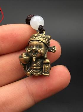 颖梦婵纯铜狮子小铜摆件黄铜实心狮子王茶宠钥匙扣微雕古玩铜器铜