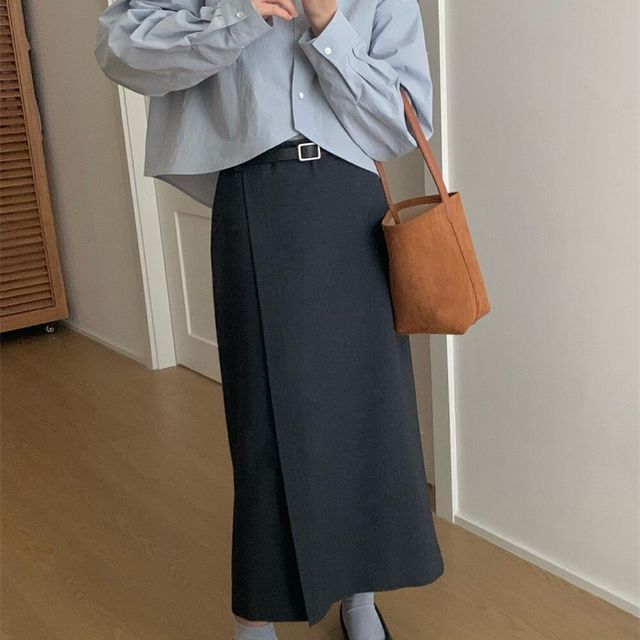 Suit skirt 2024 autumn and winter slit temperament mid-length skirt large size slim and versatile A-line skirt that covers the crotch and has a high-end feel
