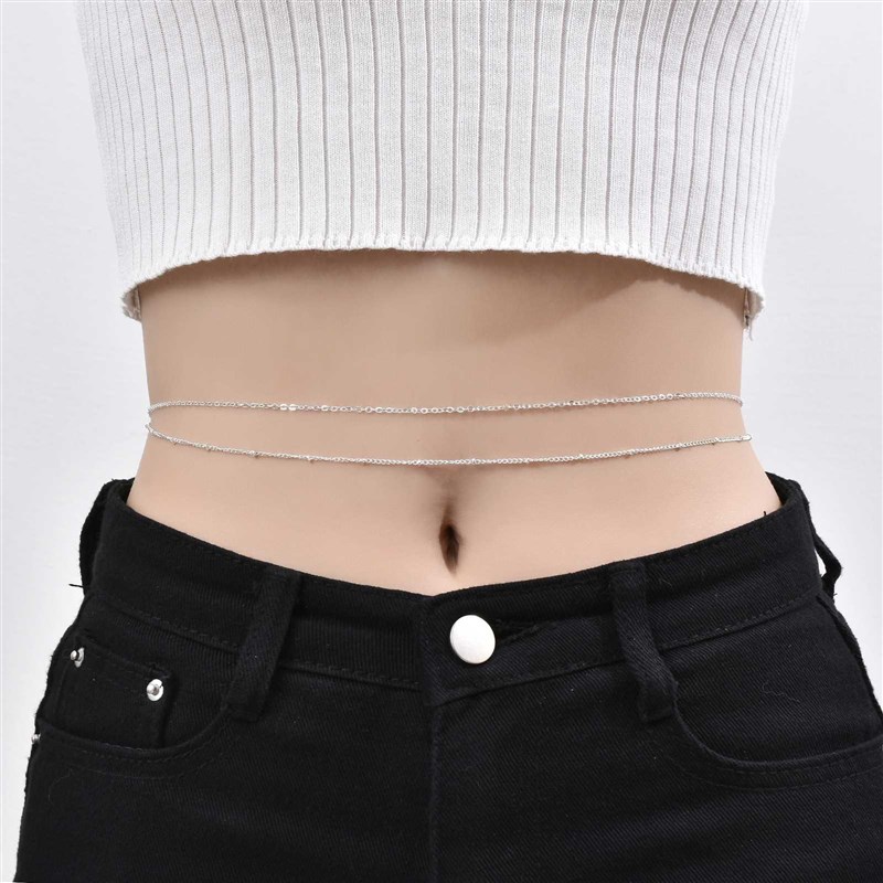 速发Bohemian Sexy Gold Color Cross Belly Belt Chain Women Fa-图3