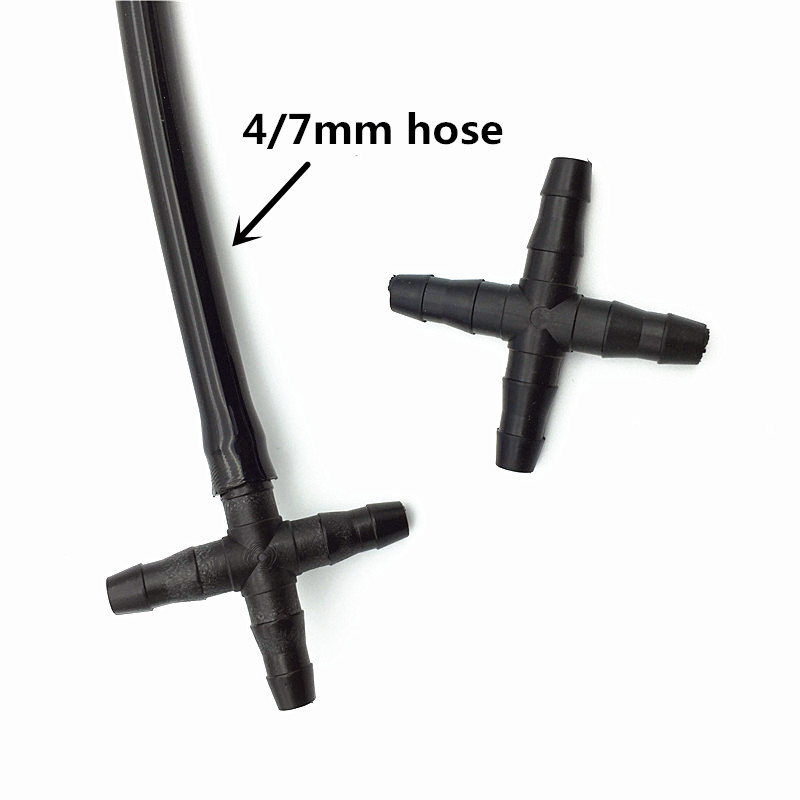 推荐1/4 Inch 4-Way Connector Black Cross Connect 4 / 7mm Hos - 图1