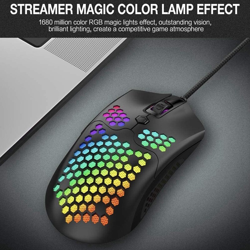 RGB Lightweight Gaming Mouse 12000DPI Optical Sensor with Li - 图0