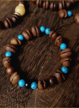 时髦人的 咖啡豆手链 有趣手串秋冬棕色系植物种子设计感手饰叠戴