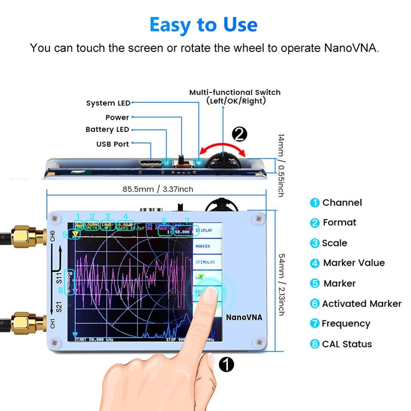 no VNA Vector 5etwork Analyzer N0KHz-9M0O0Hz Digital Touc - 图2