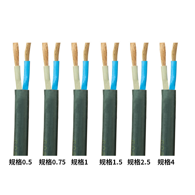 国标纯铜a芯软电缆电子设备多型号黑色护套线2芯软线rvv电源线 - 图0