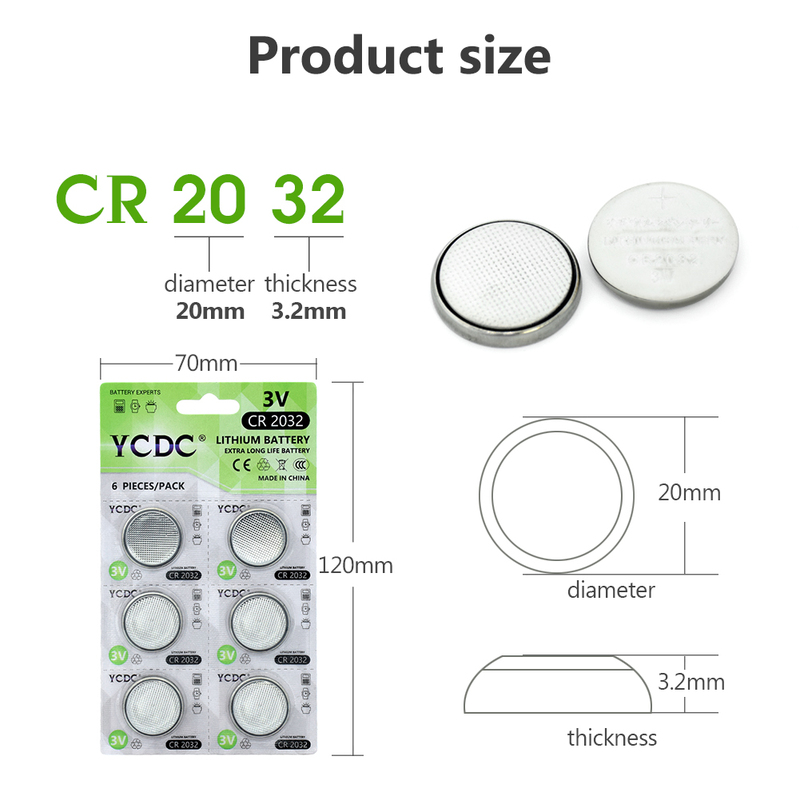 速发6pcs/1Cards CR2032 Lithium Button Batteries DL2032 ECR2-图2