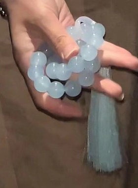 爆款苍盐海淡蓝琉璃手持绕指柔男女百搭盘玩手串中式汉服超仙配饰
