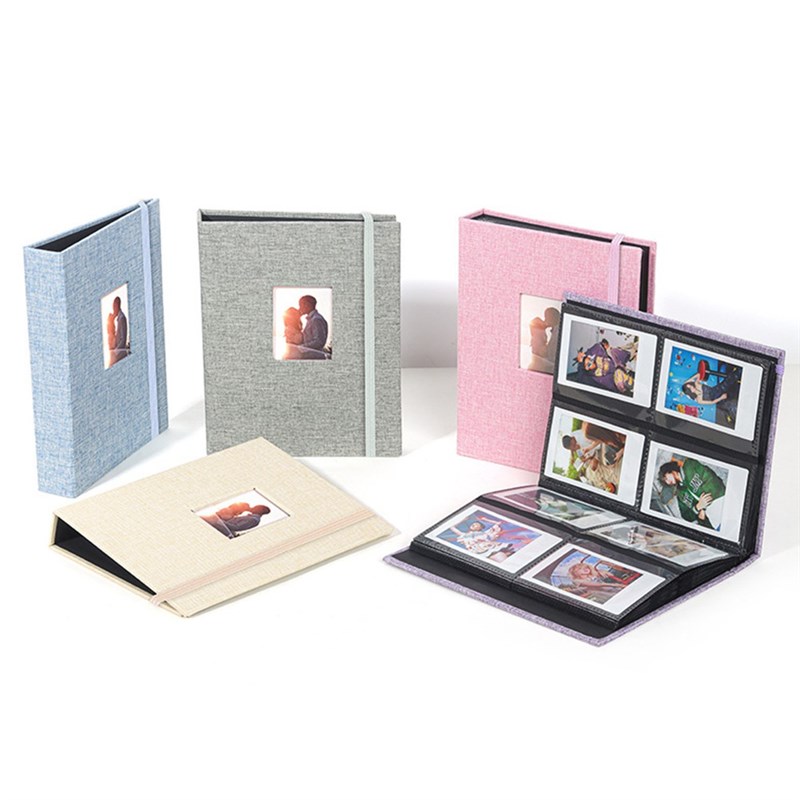 极速208 Pockets Photo Album Cotton Hemp Mini Instant Picture - 图0