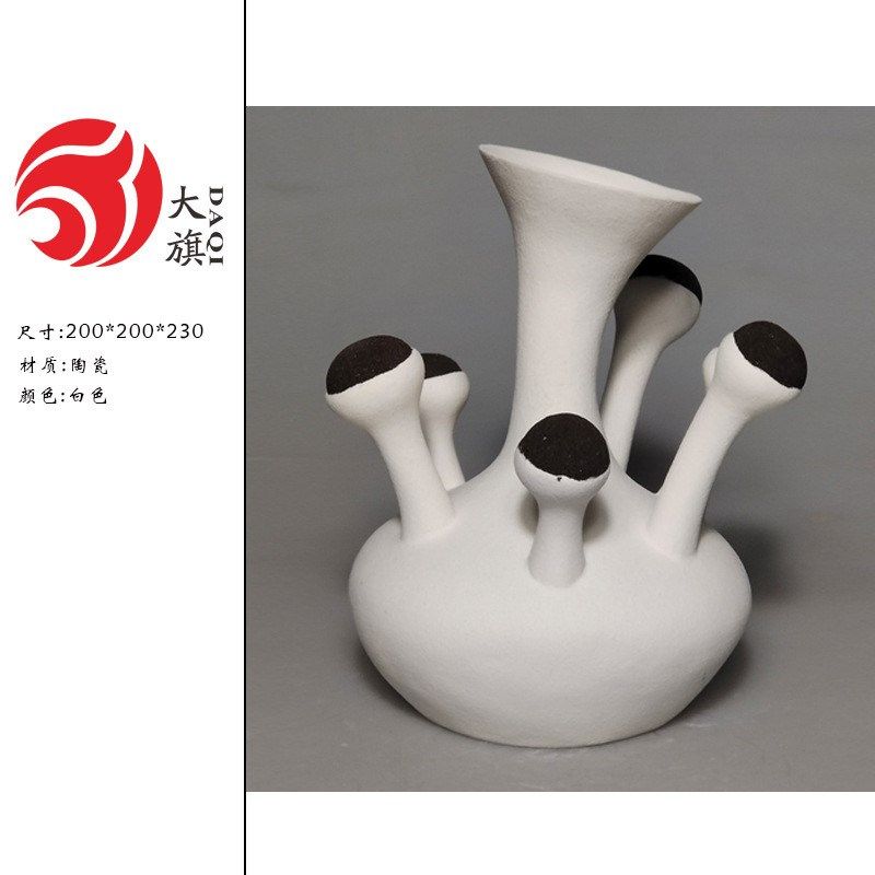 现代艺术家居软装白色陶瓷手工花瓶摆件样板房别墅酒店装饰品,淘宝优惠券,粉丝福利购,淘宝优惠卷