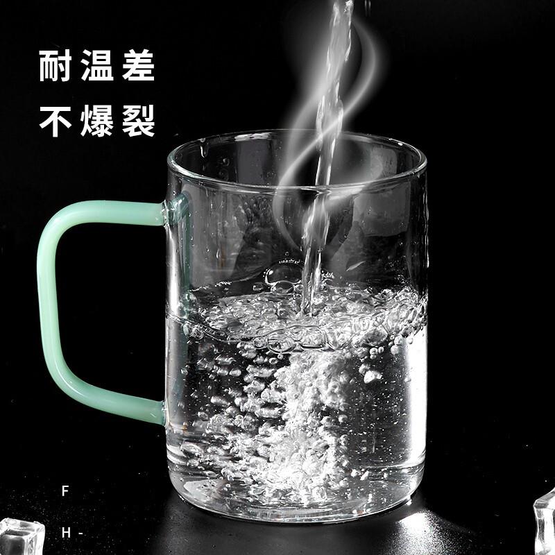 新品玻璃茶杯 耐热玻璃杯 加厚带把大容量茶水分离杯 花茶杯办公