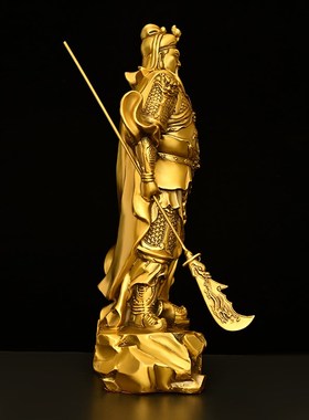 关公摆件纯铜提刀关羽关二爷家用客厅办公室桌面铜武财神关帝神像