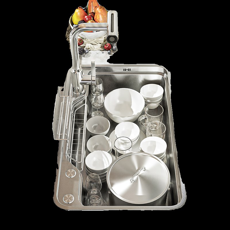 青菜家日式3D压纹大单槽304不锈钢厨房水槽飞雨洗菜盆洗碗盆家用 - 图3