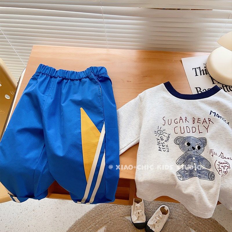 运动风~儿童秋季蓝色帅气运动裤男童哈伦裤春秋小童裤子休闲裤,淘宝优惠券,粉丝福利购,淘宝优惠卷