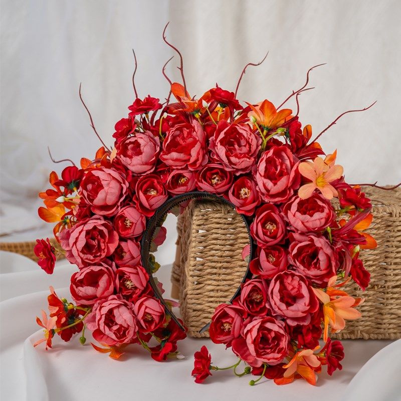 《一月花神》簪花头饰材料包diy 泉州沾花发箍牢固 浔埔粘花发饰,淘宝优惠券,粉丝福利购,淘宝优惠卷