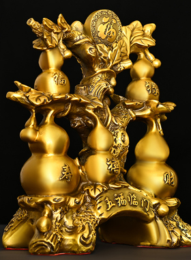 五福葫芦摆件纯铜五福临门福禄寿吉祥客厅办公室桌面店铺装饰礼品