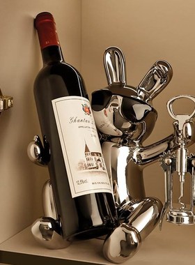 贝汉美兔子红酒架酒柜装饰品摆件轻奢高档客厅餐边柜玄关酒托摆设